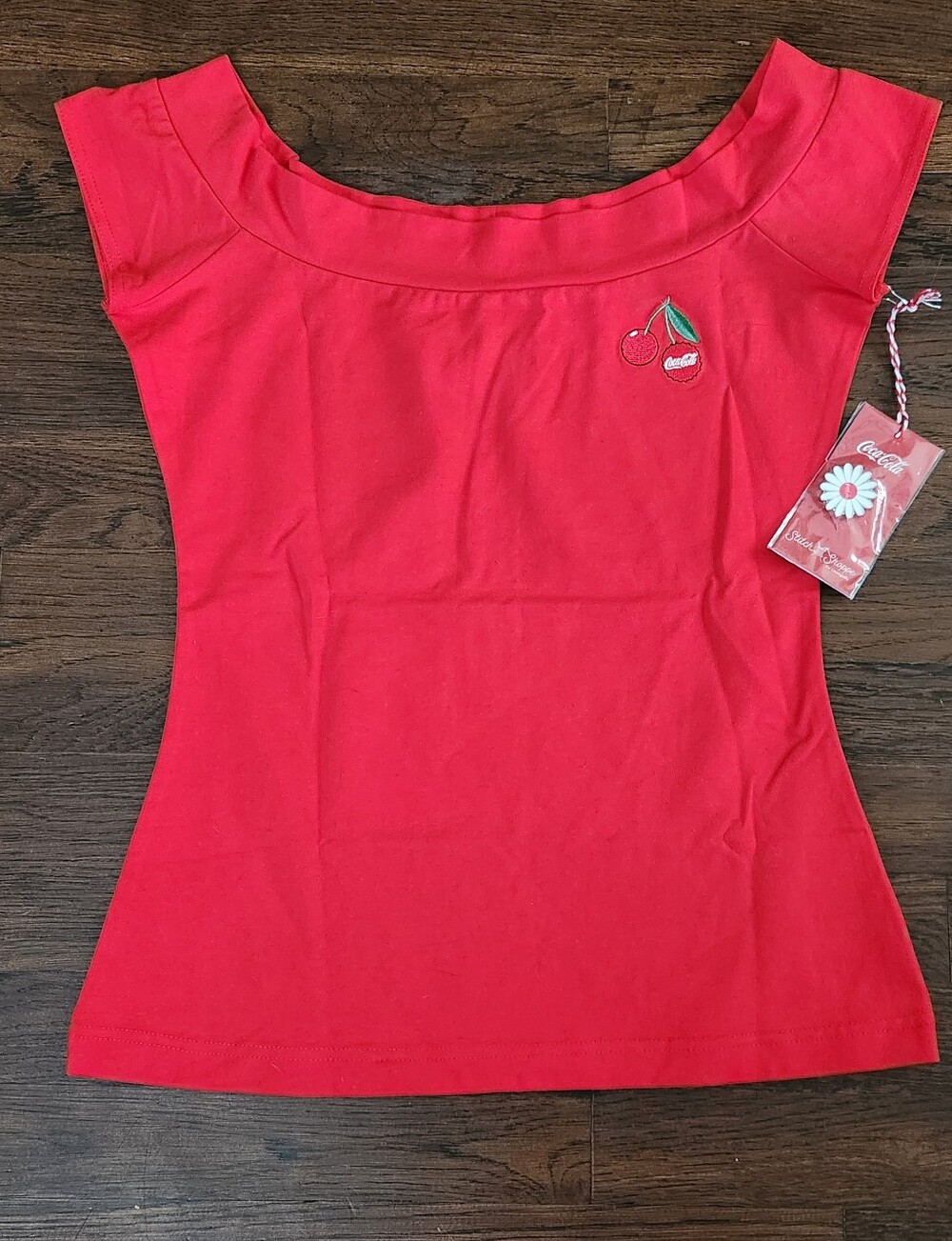 Stitch Shoppe X Coca Cola Cherry Patch Red Scoop Neck Women's Tee